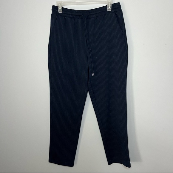 Time And Tru Pull On Navy Blue Pinstripe High Rise Knit Pants Size Medium 8-10 - Picture 4 of 16